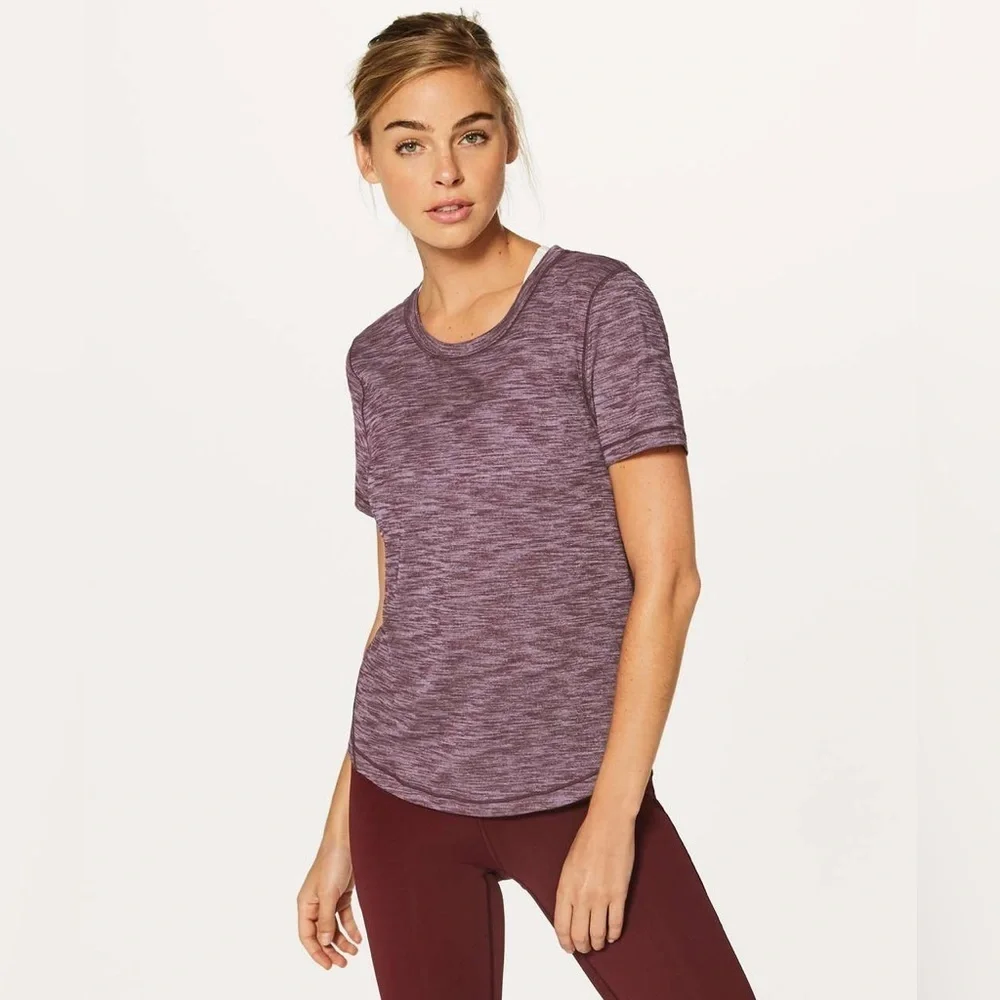 Lululemon Long Distance Short Sleeve in Heathered Garnet Size 4 / 6